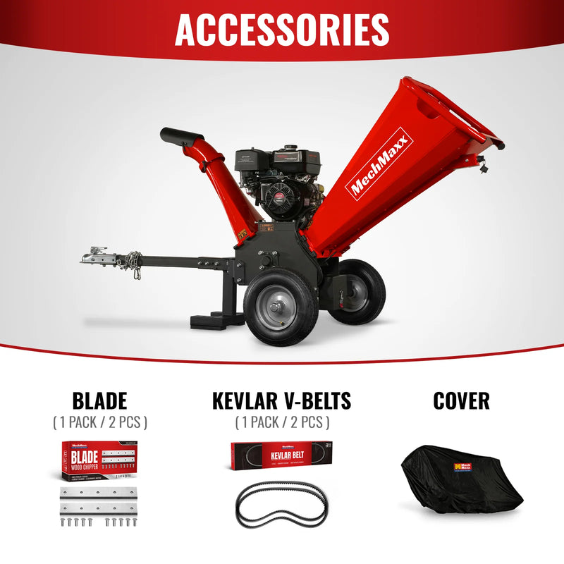 MechMaxx GS1500 5-Inch Drum Wood Chipper – DUCAR 420cc Gasoline Engine with Electric Start
