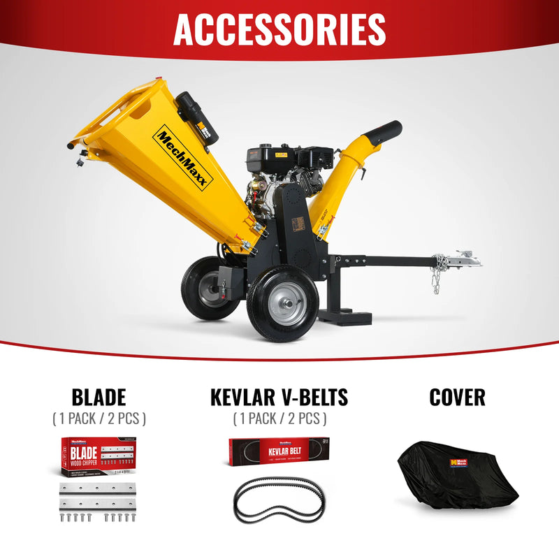 MechMaxx GS1500 5-Inch Drum Wood Chipper – DUCAR 420cc Gasoline Engine with Electric Start