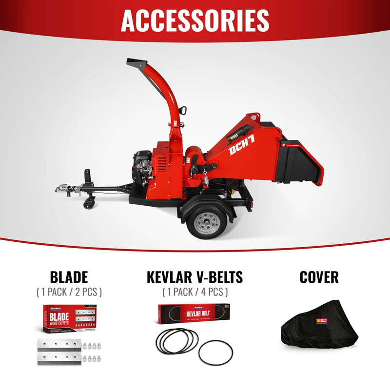 MechMaxx DCH7 7-Inch Disc Wood Chipper – ZONSEN 750cc 25HP Twin-Cylinder Petrol Engine with Hydraulic Feeding & Electric Start