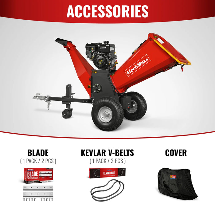 MechMaxx P4206 6-Inch Drum Wood Chipper – B&S Vanguard 408cc 14HP Gas Engine with Electric Start