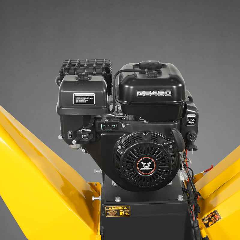 MechMaxx P4206 6-Inch Drum Wood Chipper – ZONSEN 459cc 15HP Gas Engine with Electric Start