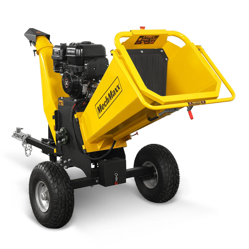 MechMaxx P4206 6-Inch Drum Wood Chipper – ZONSEN 459cc 15HP Gas Engine with Electric Start