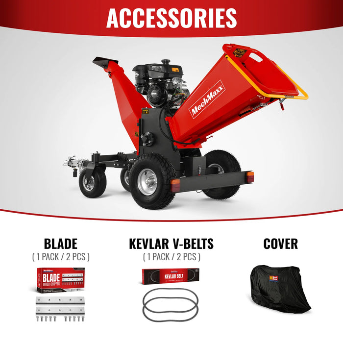 MechMaxx B150 6-Inch Drum Wood Chipper – KOHLER 429cc 14HP Gas Engine with Electric Start & Taillight