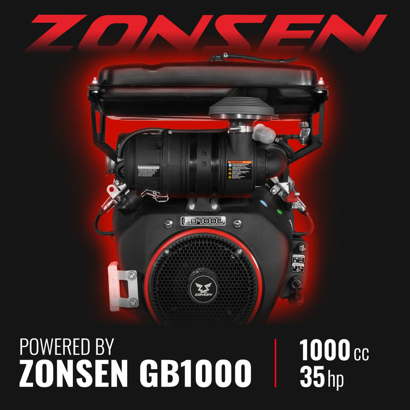 MechMaxx B200 8-Inch Drum Wood Chipper – ZONSEN 1000cc 35HP Gas Engine with Electric Start & Taillight