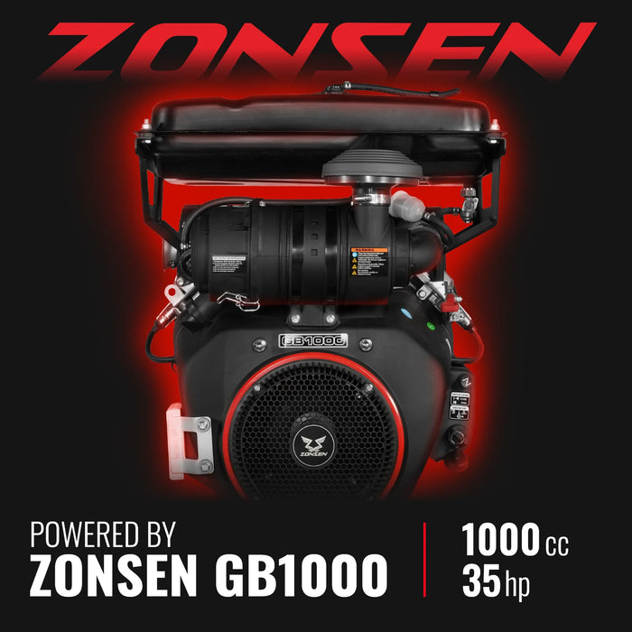 MechMaxx B200 8-Inch Drum Wood Chipper – ZONSEN 1000cc 35HP Gas Engine with Electric Start & Taillight