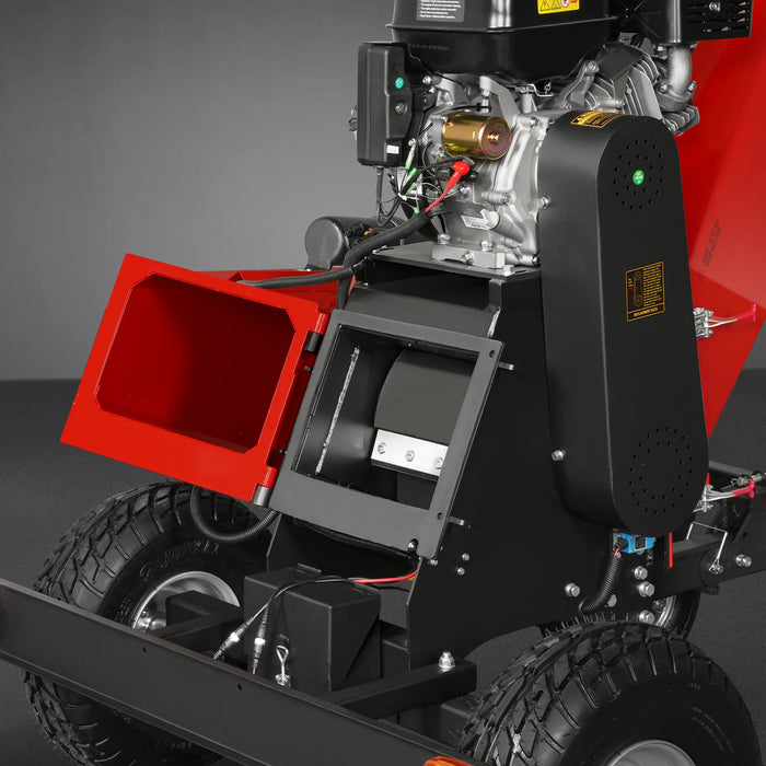 MechMaxx B150 6-Inch Drum Wood Chipper – ZONSEN 459cc 15HP Gas Engine with Electric Start & Taillight