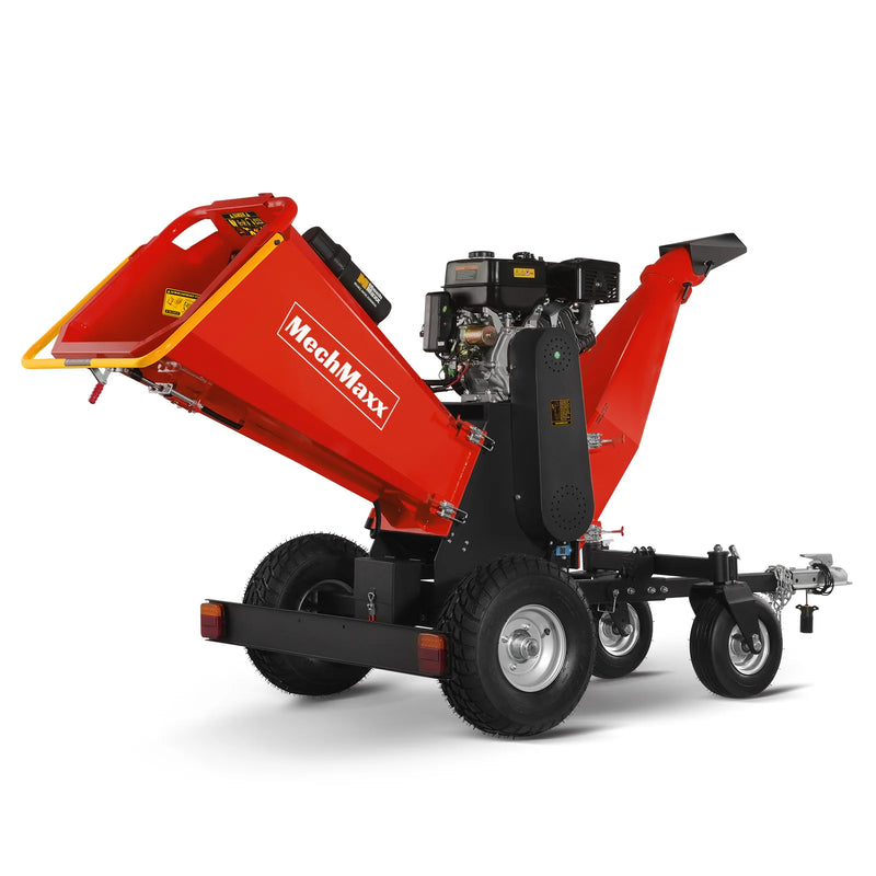 MechMaxx B150 6-Inch Drum Wood Chipper – ZONSEN 459cc 15HP Gas Engine with Electric Start & Taillight