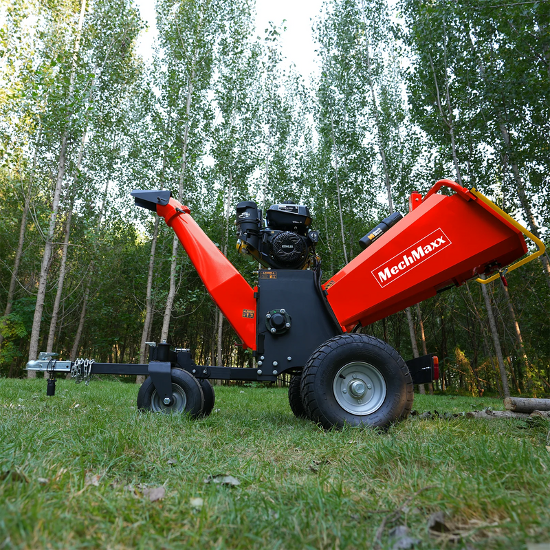MechMaxx B150 6-Inch Drum Wood Chipper – KOHLER 429cc 14HP Gas Engine with Electric Start & Taillight