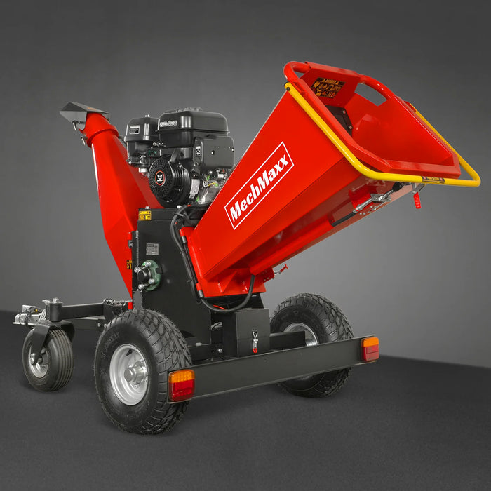 MechMaxx B150 6-Inch Drum Wood Chipper – ZONSEN 459cc 15HP Gas Engine with Electric Start & Taillight