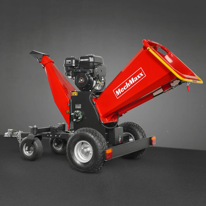 MechMaxx B150 6-Inch Drum Wood Chipper – ZONSEN 459cc 15HP Gas Engine with Electric Start & Taillight
