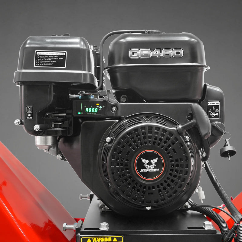 MechMaxx B150 6-Inch Drum Wood Chipper – ZONSEN 459cc 15HP Gas Engine with Electric Start & Taillight