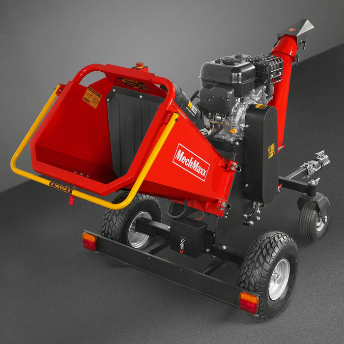 MechMaxx B150 6-Inch Drum Wood Chipper – ZONSEN 459cc 15HP Gas Engine with Electric Start & Taillight
