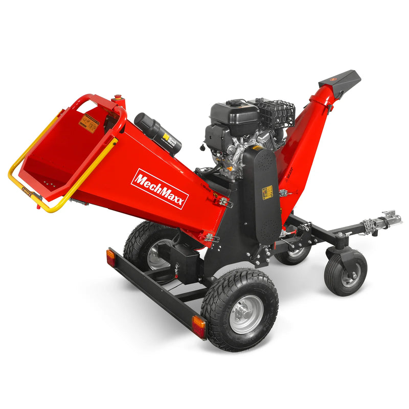 MechMaxx B150 6-Inch Drum Wood Chipper – ZONSEN 459cc 15HP Gas Engine with Electric Start & Taillight