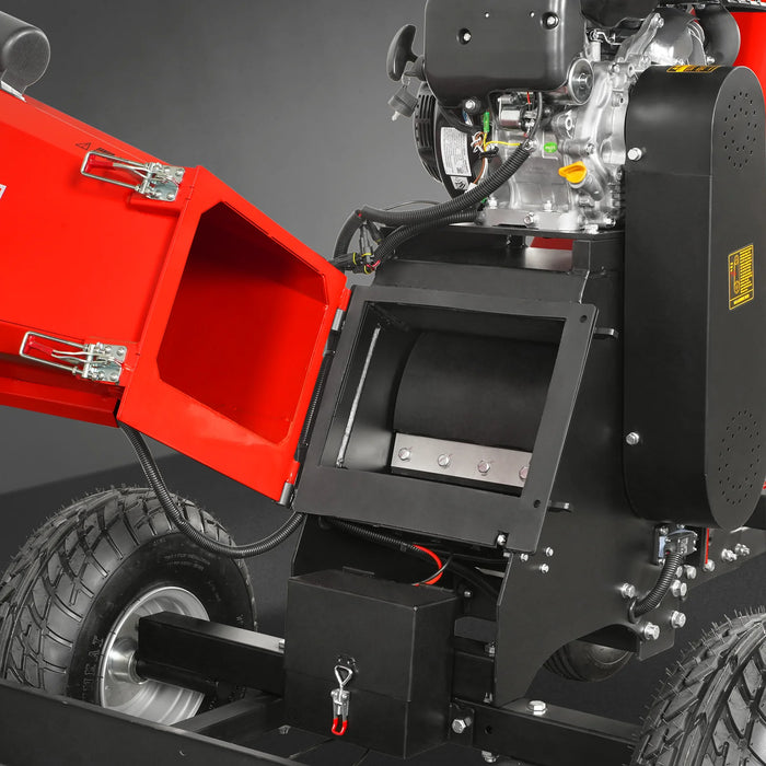 MechMaxx B150 6-Inch Drum Wood Chipper – ZONSEN 459cc 15HP Gas Engine with Electric Start & Taillight