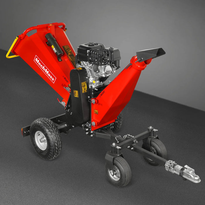 MechMaxx B150 6-Inch Drum Wood Chipper – ZONSEN 459cc 15HP Gas Engine with Electric Start & Taillight