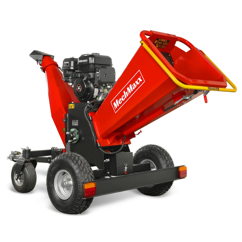 MechMaxx B150 6-Inch Drum Wood Chipper – ZONSEN 459cc 15HP Gas Engine with Electric Start & Taillight