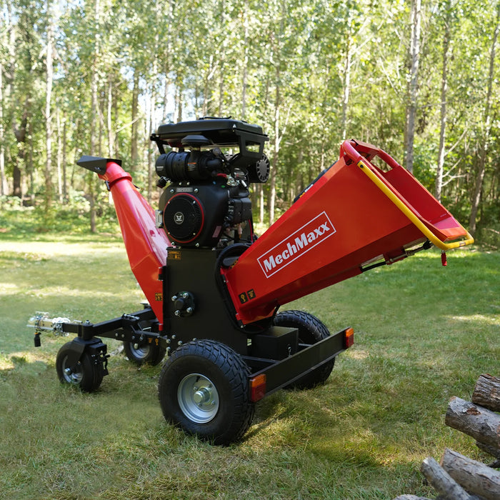 MechMaxx B200 8-Inch Drum Wood Chipper – ZONSEN 1000cc 35HP Gas Engine with Electric Start & Taillight