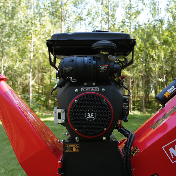 MechMaxx B200 8-Inch Drum Wood Chipper – ZONSEN 1000cc 35HP Gas Engine with Electric Start & Taillight