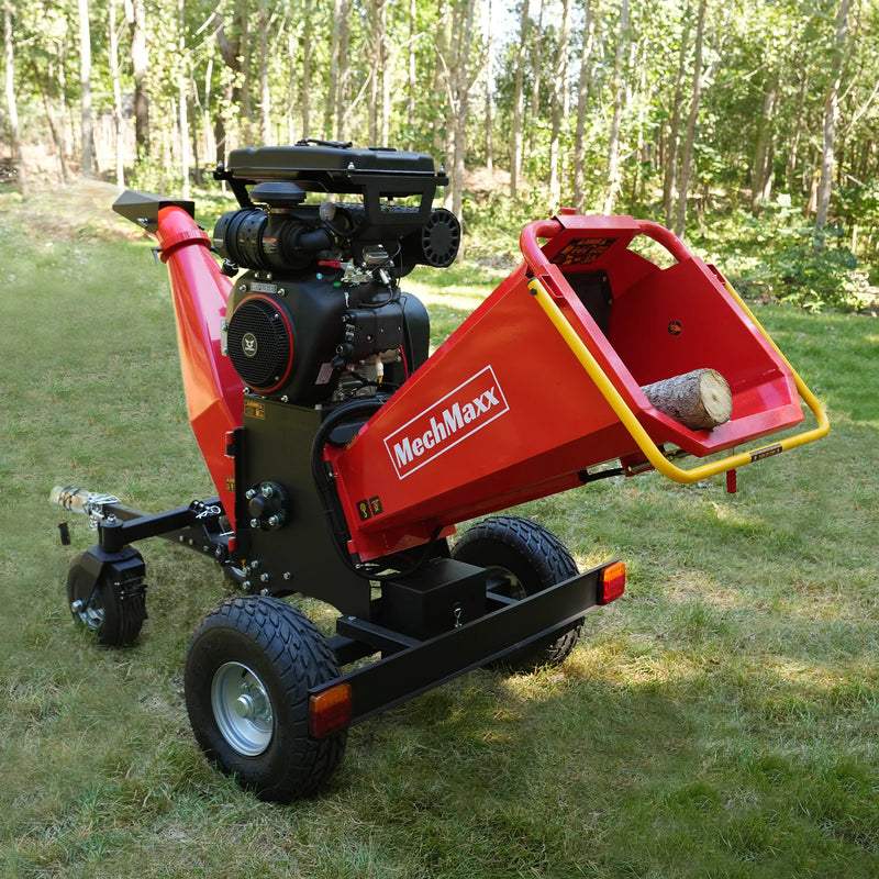 MechMaxx B200 8-Inch Drum Wood Chipper – ZONSEN 1000cc 35HP Gas Engine with Electric Start & Taillight