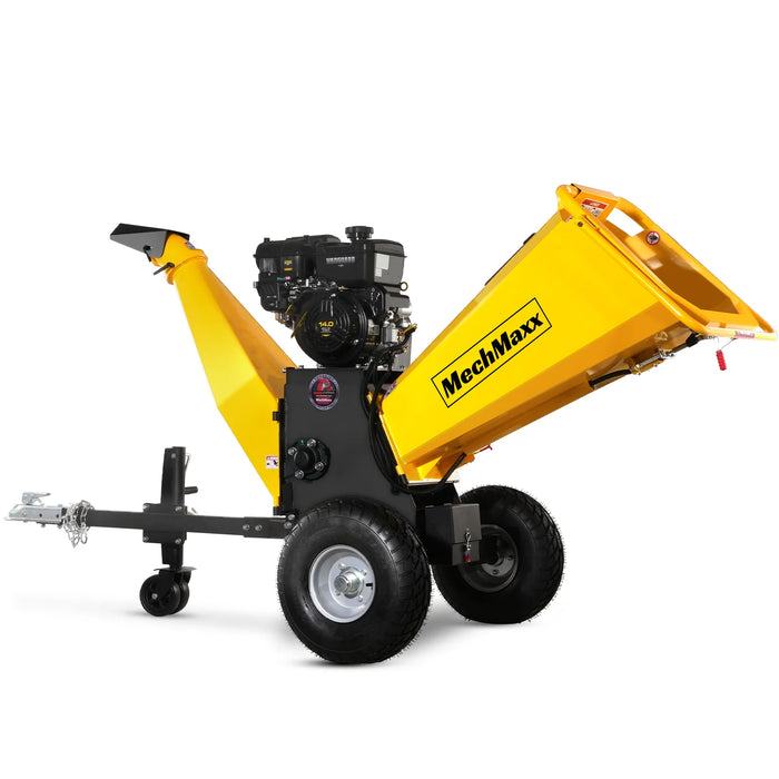MechMaxx P4206 6-Inch Drum Wood Chipper – B&S Vanguard 408cc 14HP Gas Engine with Electric Start