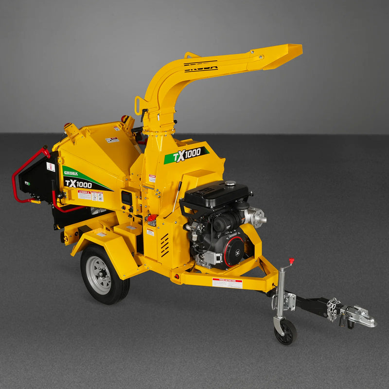 MechMaxx CROBA TX1000 8-Inch Drum Wood Chipper – ZONSEN 1000cc 35HP Gas Engine with Electric Start & Intelligent Hydraulic Feeding System