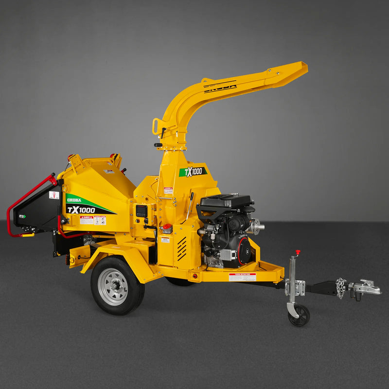 MechMaxx CROBA TX1000 8-Inch Drum Wood Chipper – ZONSEN 1000cc 35HP Gas Engine with Electric Start & Intelligent Hydraulic Feeding System