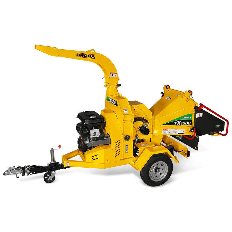 MechMaxx CROBA TX1000 8-Inch Drum Wood Chipper – ZONSEN 1000cc 35HP Gas Engine with Electric Start & Intelligent Hydraulic Feeding System