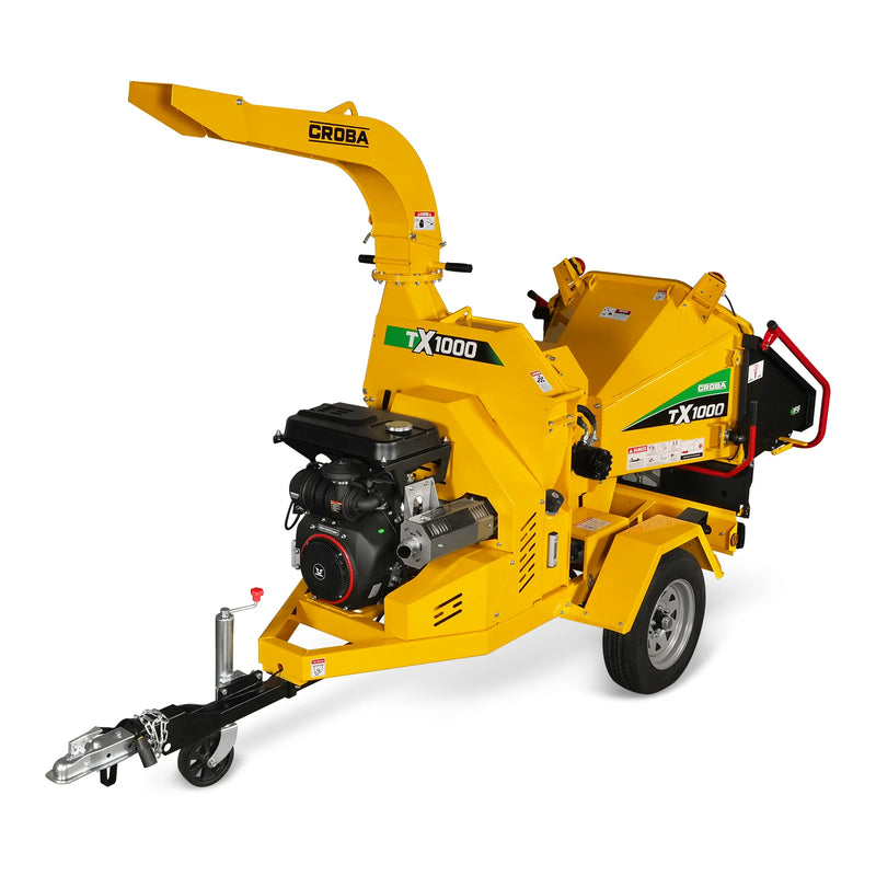 MechMaxx CROBA TX1000 8-Inch Drum Wood Chipper – ZONSEN 1000cc 35HP Gas Engine with Electric Start & Intelligent Hydraulic Feeding System