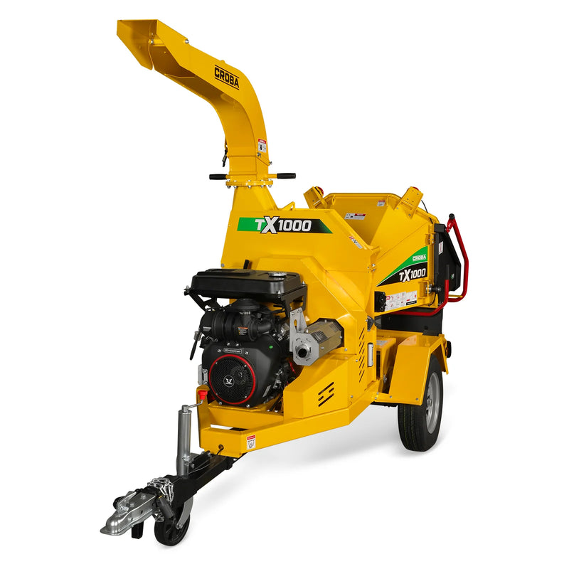 MechMaxx CROBA TX1000 8-Inch Drum Wood Chipper – ZONSEN 1000cc 35HP Gas Engine with Electric Start & Intelligent Hydraulic Feeding System