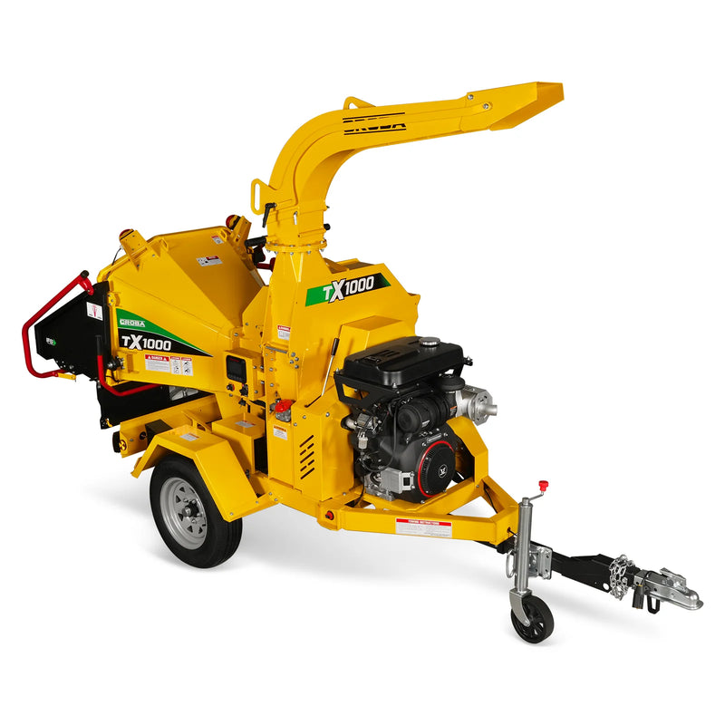 MechMaxx CROBA TX1000 8-Inch Drum Wood Chipper – ZONSEN 1000cc 35HP Gas Engine with Electric Start & Intelligent Hydraulic Feeding System