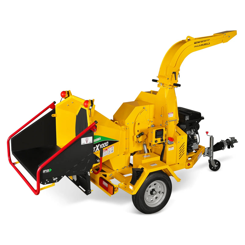 MechMaxx CROBA TX1000 8-Inch Drum Wood Chipper – ZONSEN 1000cc 35HP Gas Engine with Electric Start & Intelligent Hydraulic Feeding System
