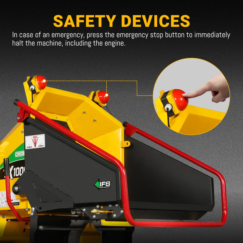 MechMaxx CROBA TX1000 8-Inch Drum Wood Chipper – ZONSEN 1000cc 35HP Gas Engine with Electric Start & Intelligent Hydraulic Feeding System