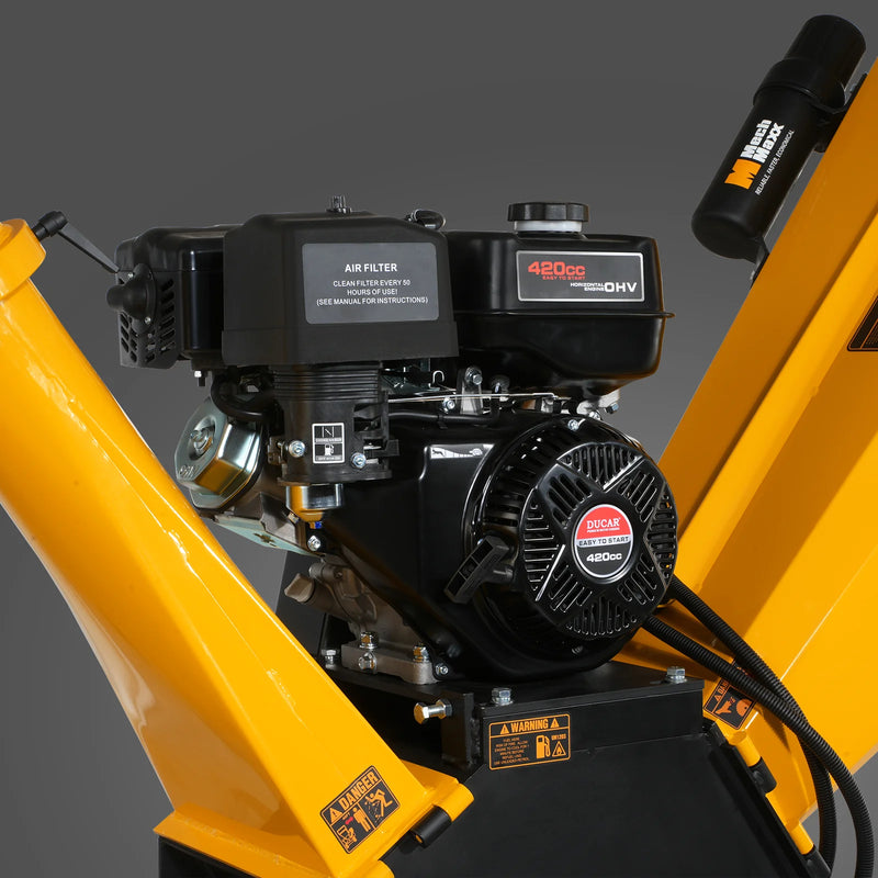 MechMaxx GS1500 5-Inch Drum Wood Chipper – DUCAR 420cc Gasoline Engine with Electric Start