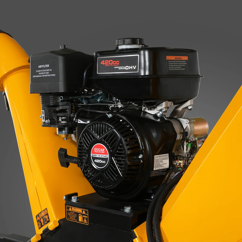 MechMaxx GS1500 5-Inch Drum Wood Chipper – DUCAR 420cc Gasoline Engine with Electric Start