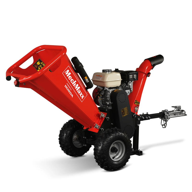 MechMaxx GS650 4-Inch Drum Wood Chipper – HONDA GX200 196cc 6.5HP Gas Engine with Towbar