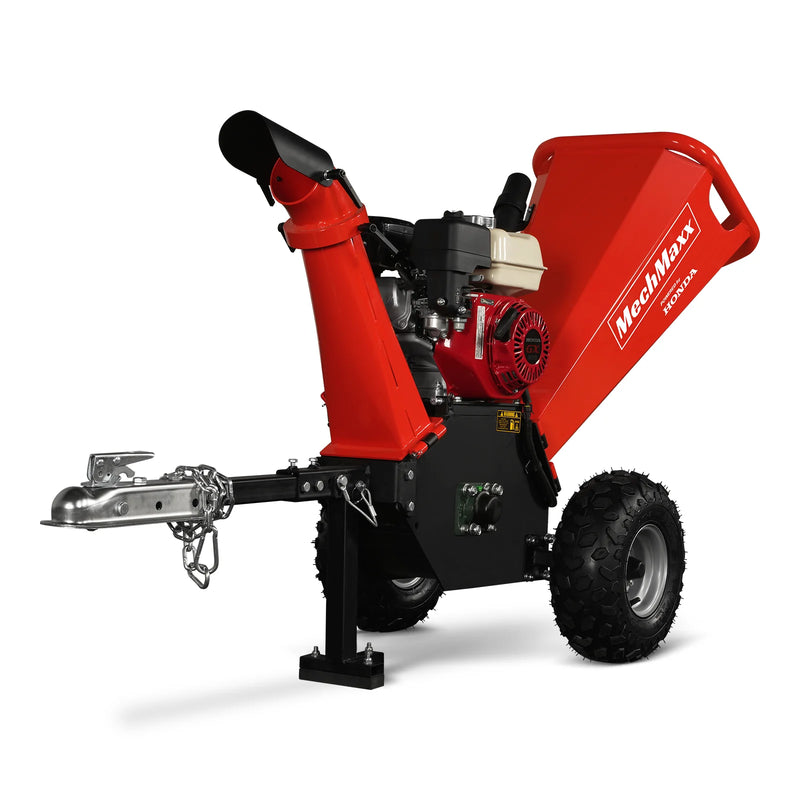 MechMaxx GS650 4-Inch Drum Wood Chipper – HONDA GX200 196cc 6.5HP Gas Engine with Towbar
