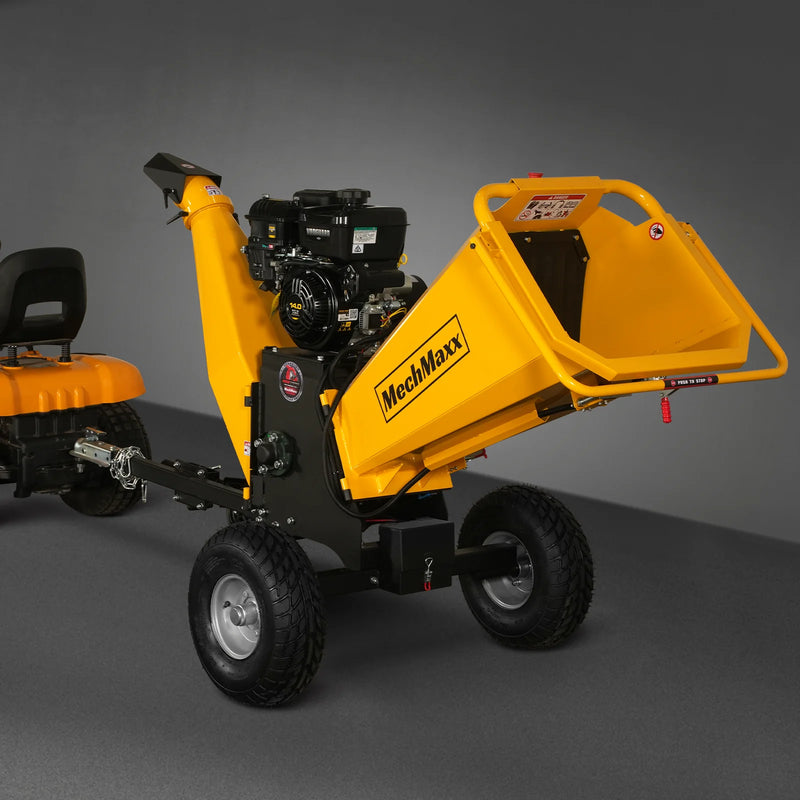 MechMaxx P4206 6-Inch Drum Wood Chipper – B&S Vanguard 408cc 14HP Gas Engine with Electric Start