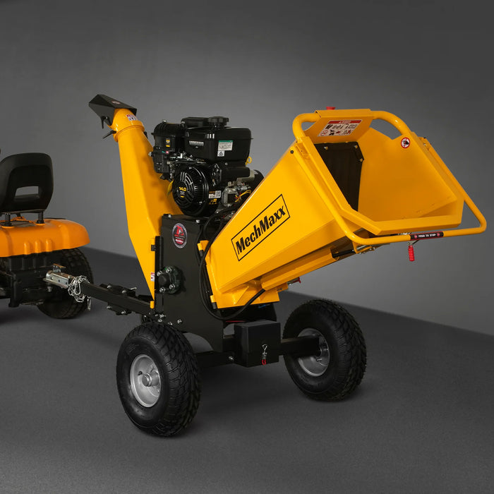 MechMaxx P4206 6-Inch Drum Wood Chipper – B&S Vanguard 408cc 14HP Gas Engine with Electric Start