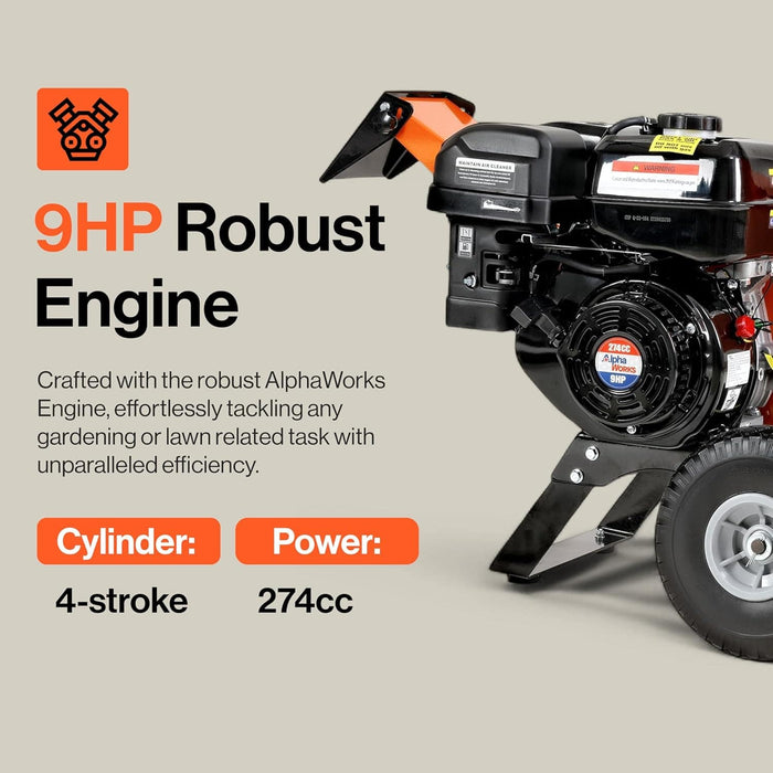 SuperHandy 4-Inch Wood Chipper Shredder Mulcher – 9HP Gas-Powered Heavy Duty Chipping Machine GUO148