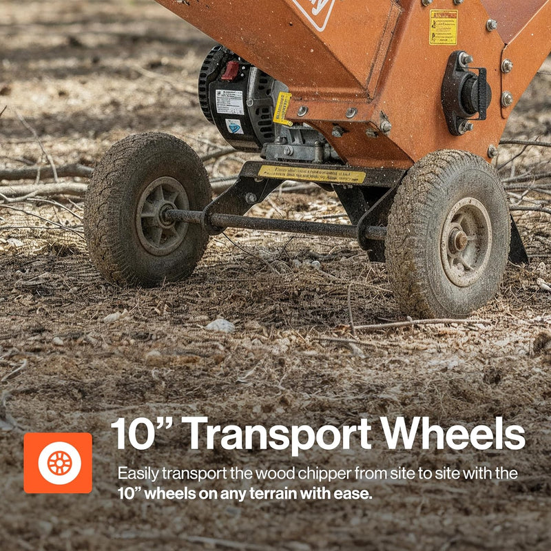 SuperHandy GUO148 4-Inch Wood Chipper Shredder Mulcher – 9HP Gas-Powered Heavy Duty Chipping Machine