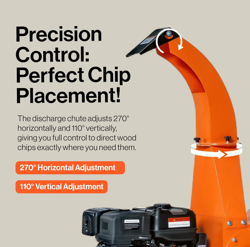 SuperHandy GUO140 Towable Wood Chipper Shredder – 5 in. Chipping Capacity, 15HP, 420cc Engine, Heavy Duty for Yard, Forestry, or Landscaping