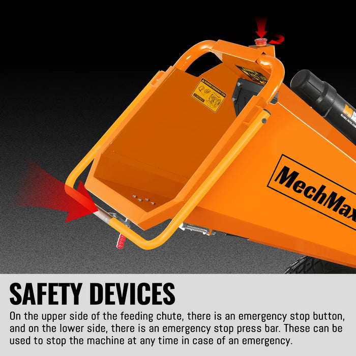 MechMaxx P4206 6-Inch Drum Wood Chipper – ZONSEN 459cc 15HP Gas Engine with Electric Start