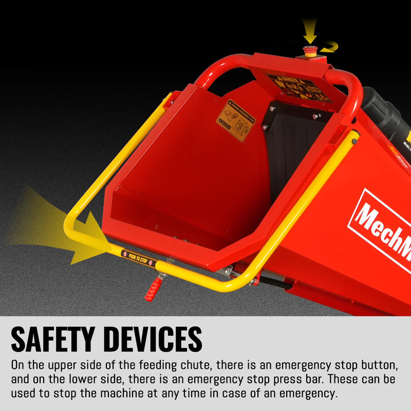 MechMaxx B200 8-Inch Drum Wood Chipper – ZONSEN 1000cc 35HP Gas Engine with Electric Start & Taillight