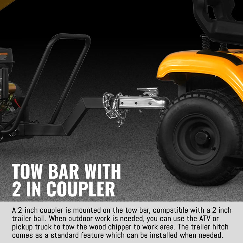 MechMaxx PGS1500 5-Inch Drum Wood Chipper – DUCAR 420cc 15HP Gas Engine with Electric Start & Towbar