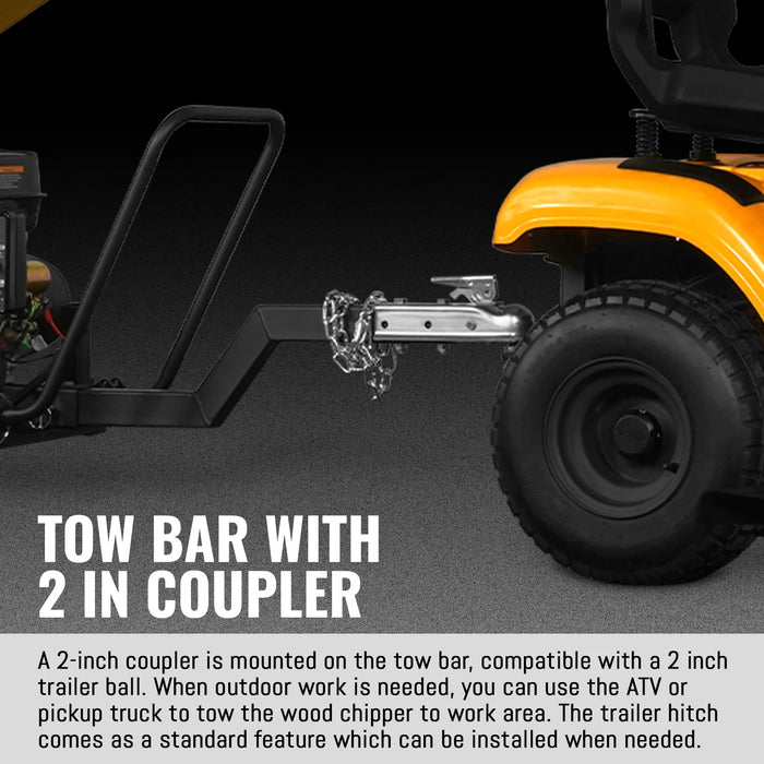 MechMaxx PGS1500 5-Inch Drum Wood Chipper – DUCAR 420cc 15HP Gas Engine with Electric Start & Towbar