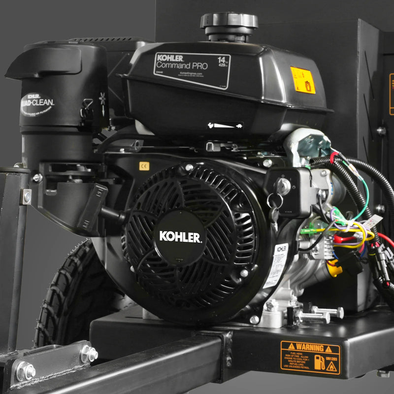 MechMaxx P4205 5-Inch Disc Wood Chipper – KOHLER Command PRO 429cc 14HP E-Start Gas Engine with Taillight & Towbar