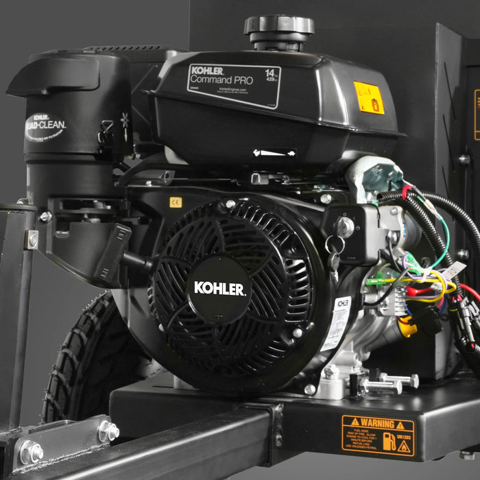 MechMaxx P4205 5-Inch Disc Wood Chipper – KOHLER Command PRO 429cc 14HP E-Start Gas Engine with Taillight & Towbar