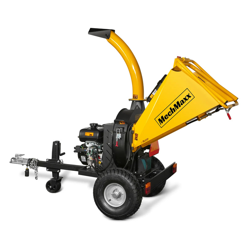 MechMaxx P4205 5-Inch Disc Wood Chipper – KOHLER Command PRO 429cc 14HP E-Start Gas Engine with Taillight & Towbar