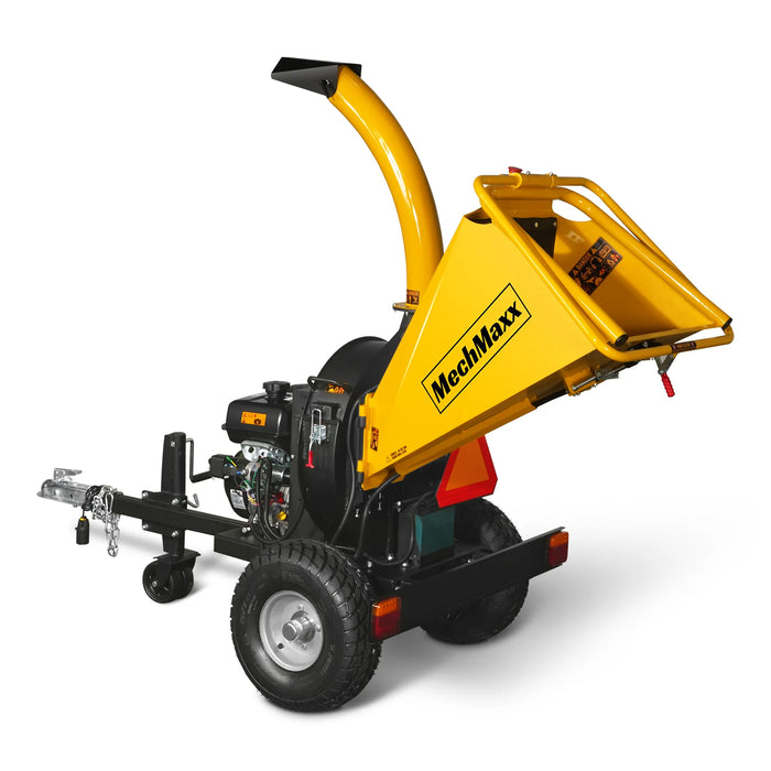 MechMaxx P4205 5-Inch Disc Wood Chipper – KOHLER Command PRO 429cc 14HP E-Start Gas Engine with Taillight & Towbar