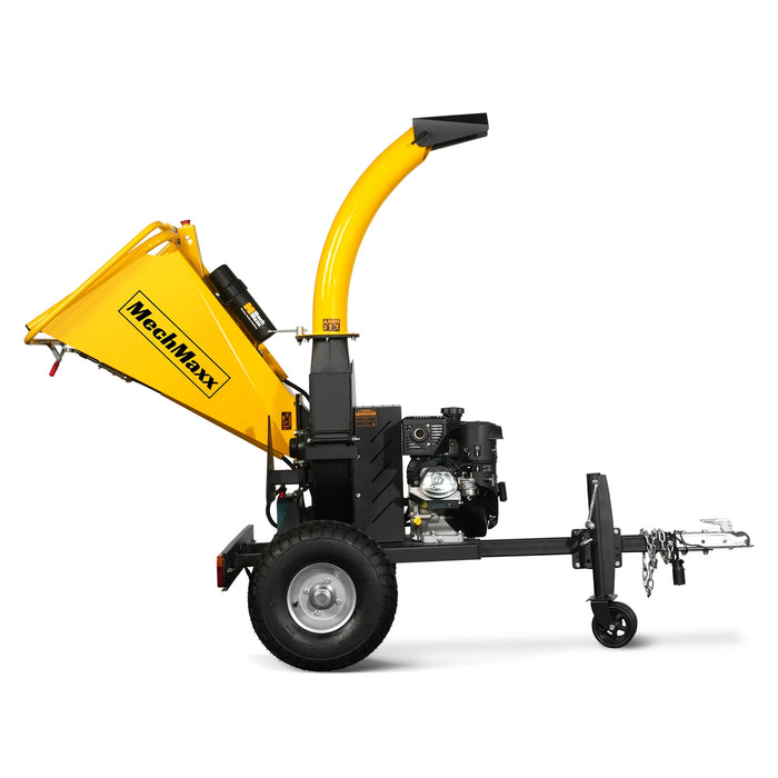 MechMaxx P4205 5-Inch Disc Wood Chipper – KOHLER Command PRO 429cc 14HP E-Start Gas Engine with Taillight & Towbar